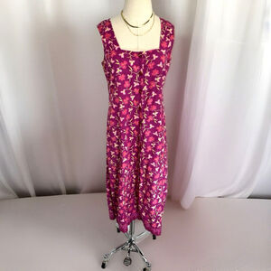Vtg Y2K April Cornell Womens Floral Midi Dress Small Prairie Cottagecore